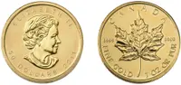 Gold Canadian Maple Leafs coin