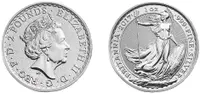 Silver British Britannias coin