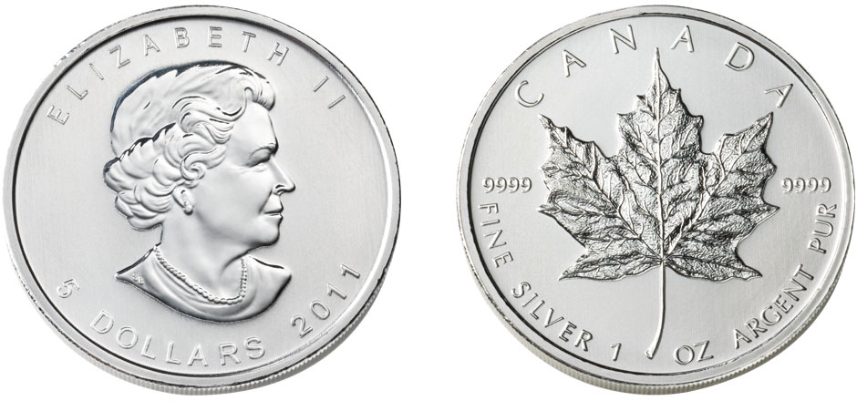 Silver Canadian Maple Leaf coin