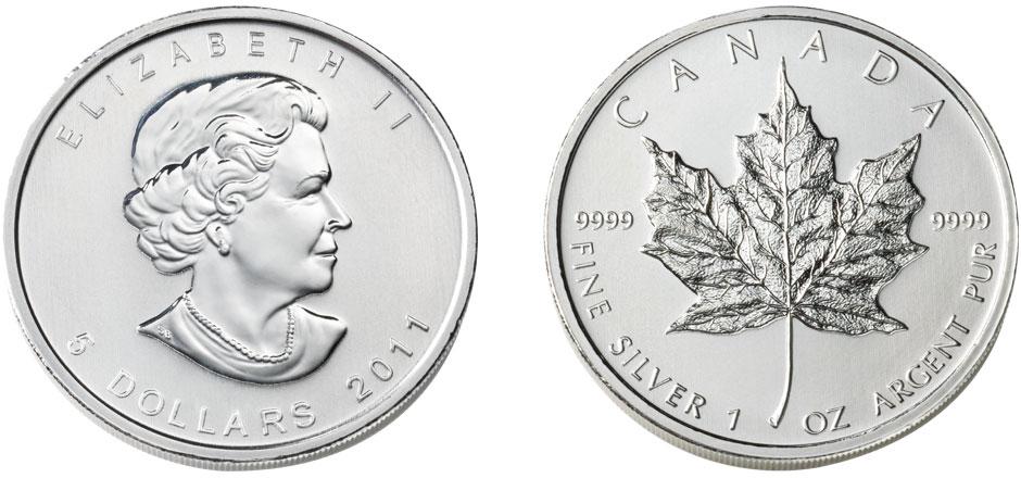 Silver Canadian Maple Leaf coin