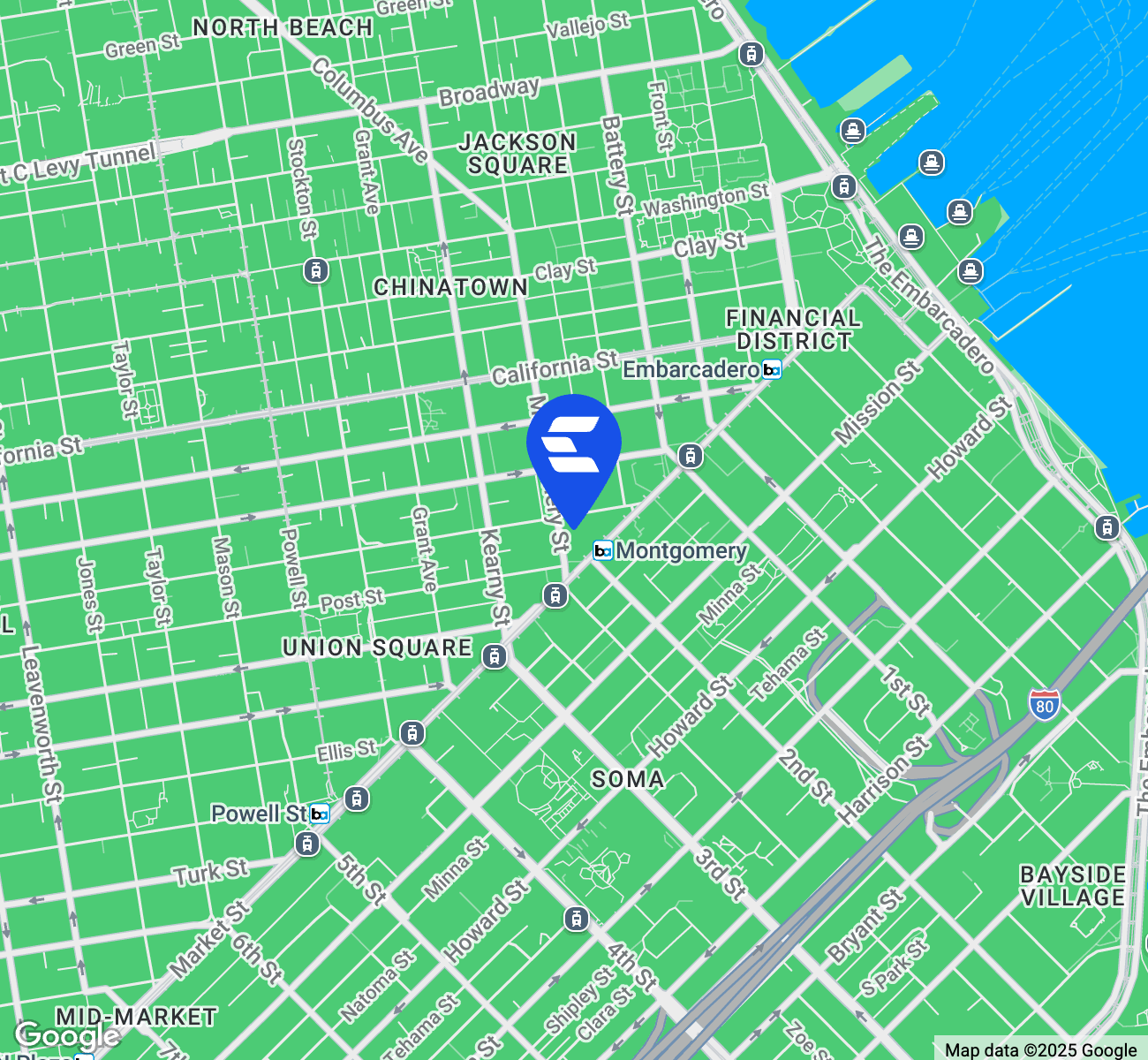 Map indicating location of Montgomery Financial Center for Google Maps.