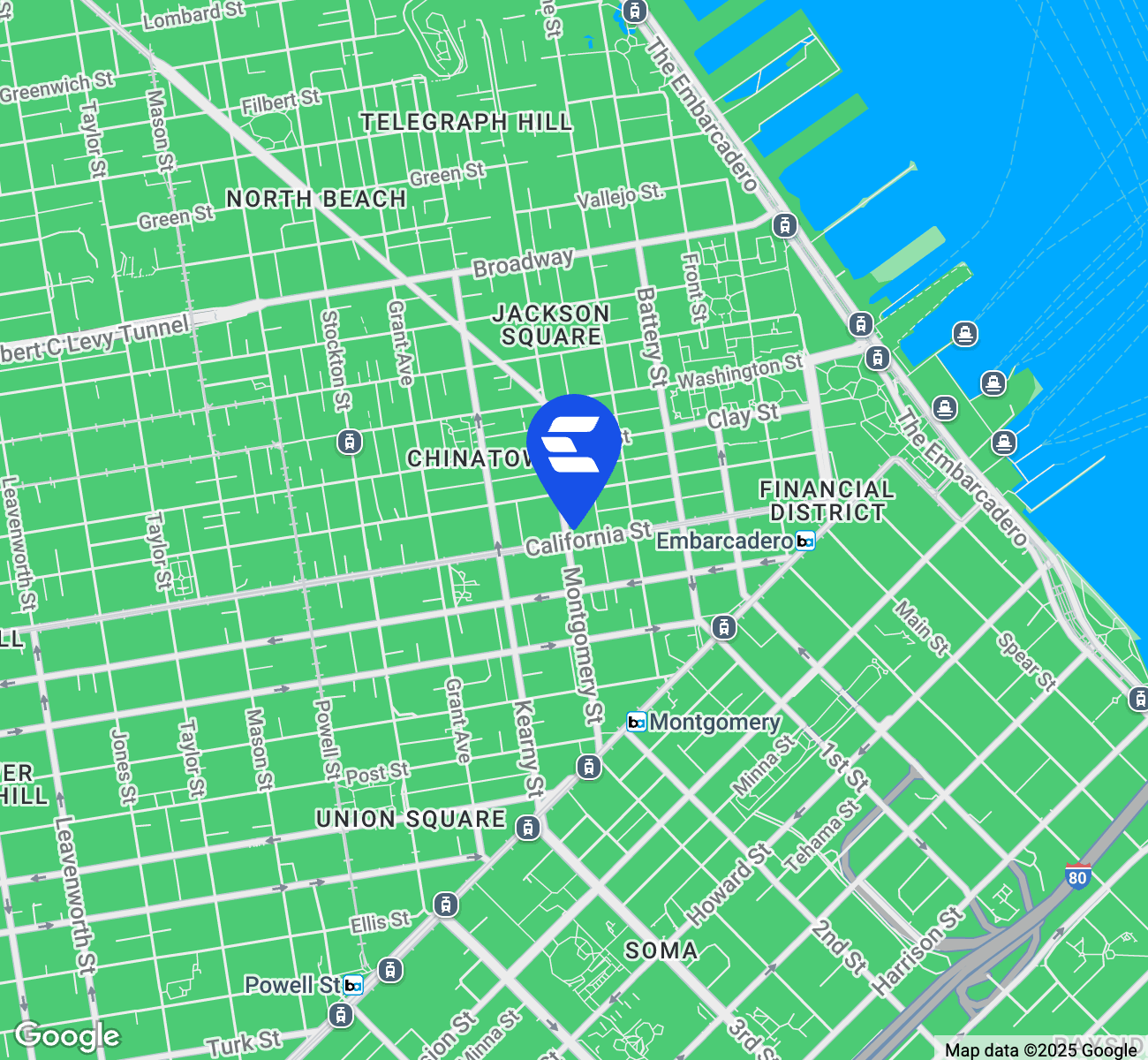 Map indicating location of Montgomery Financial Center for Google Maps.