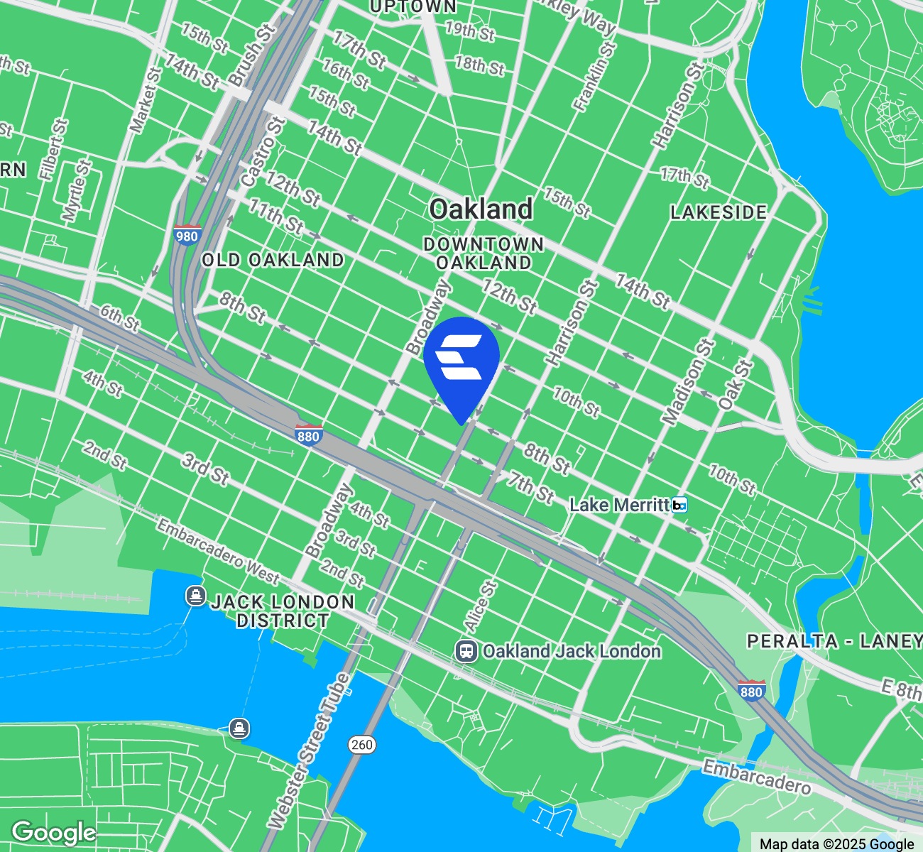 Map indicating location of Oakland Financial Center for Google Maps.